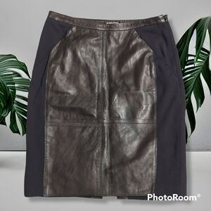 Halogen 6 Black Leather Pencil Skirt